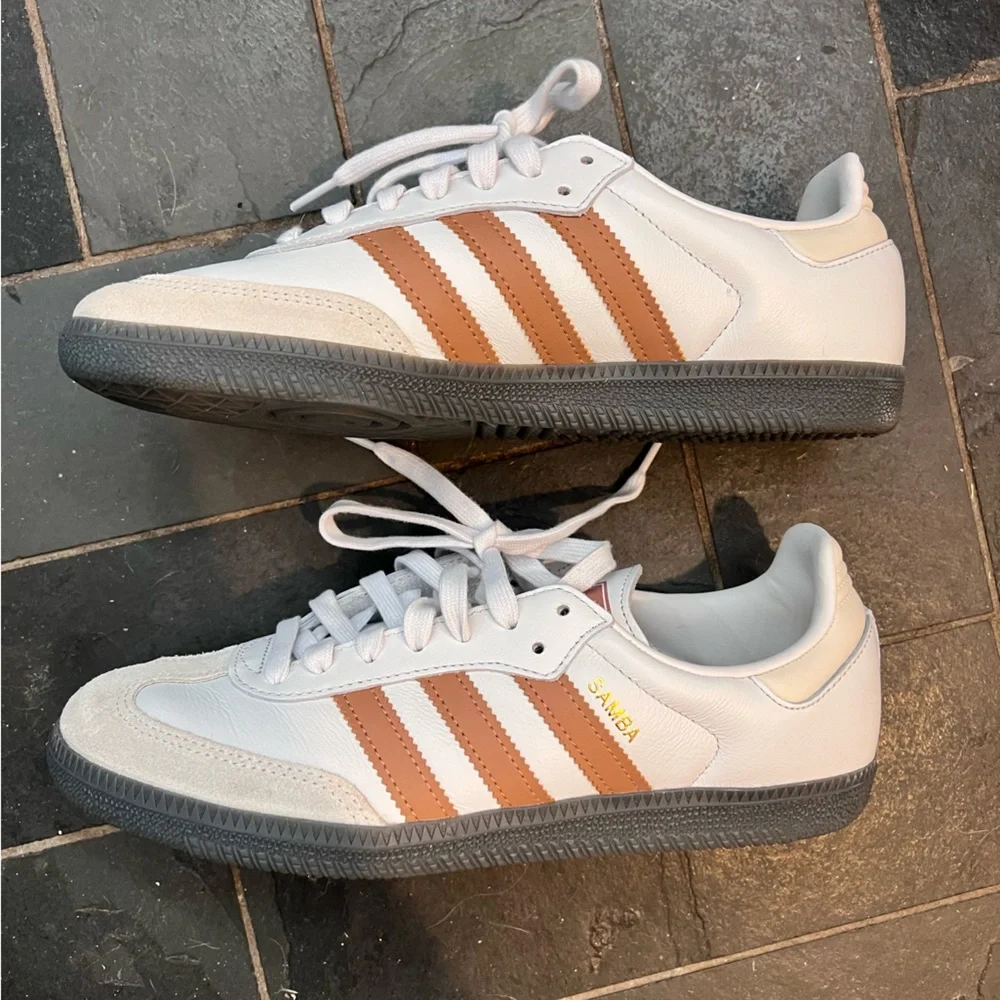 Adidas tan brown white samba sneakers size 9 - Picture 5 of 8